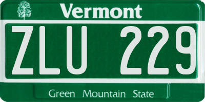 VT license plate ZLU229