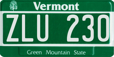 VT license plate ZLU230
