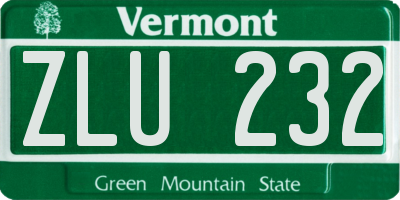 VT license plate ZLU232