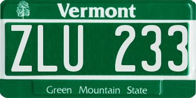 VT license plate ZLU233