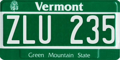 VT license plate ZLU235