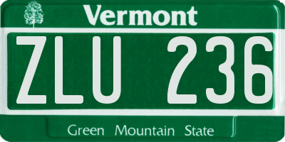 VT license plate ZLU236