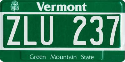 VT license plate ZLU237