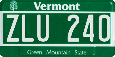 VT license plate ZLU240
