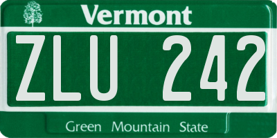 VT license plate ZLU242