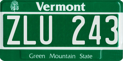 VT license plate ZLU243