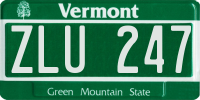 VT license plate ZLU247