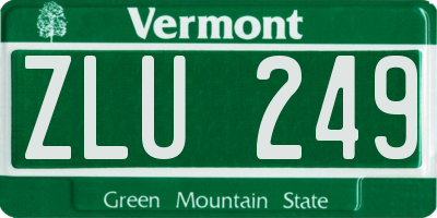 VT license plate ZLU249