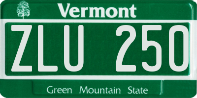 VT license plate ZLU250