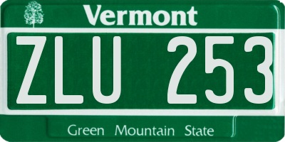 VT license plate ZLU253
