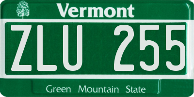 VT license plate ZLU255