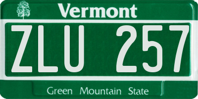 VT license plate ZLU257
