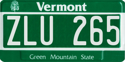 VT license plate ZLU265