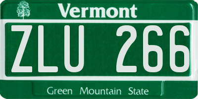 VT license plate ZLU266
