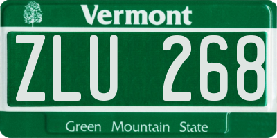 VT license plate ZLU268