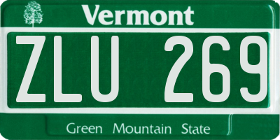 VT license plate ZLU269