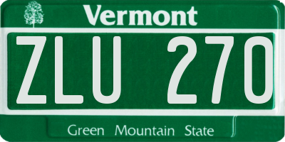 VT license plate ZLU270