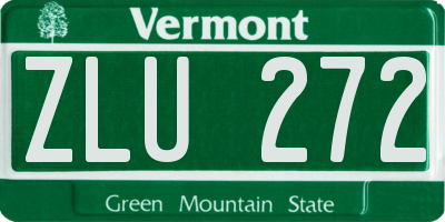 VT license plate ZLU272