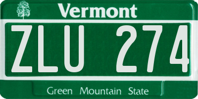 VT license plate ZLU274