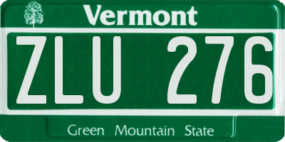 VT license plate ZLU276