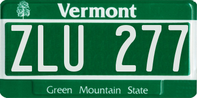 VT license plate ZLU277
