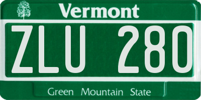 VT license plate ZLU280