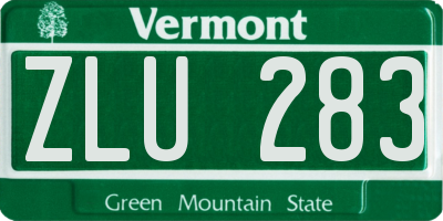 VT license plate ZLU283