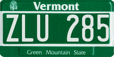 VT license plate ZLU285