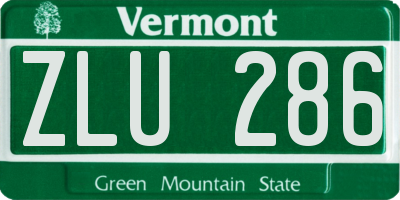 VT license plate ZLU286