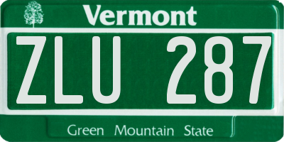 VT license plate ZLU287