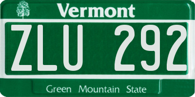 VT license plate ZLU292