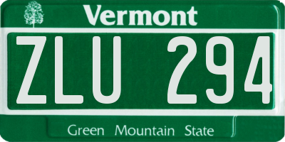 VT license plate ZLU294