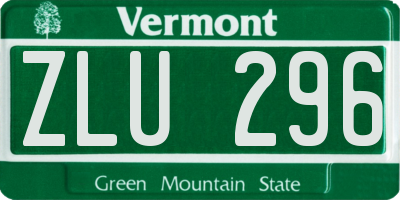 VT license plate ZLU296