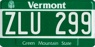 VT license plate ZLU299