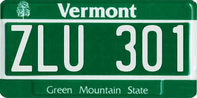 VT license plate ZLU301
