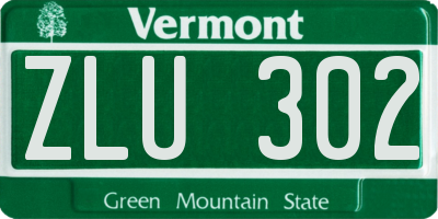 VT license plate ZLU302