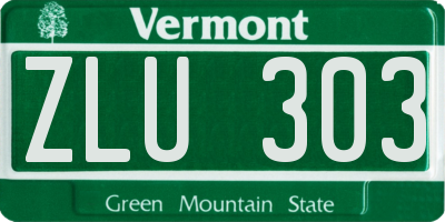 VT license plate ZLU303