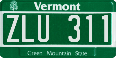 VT license plate ZLU311
