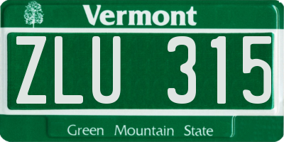 VT license plate ZLU315