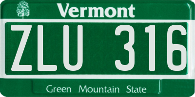 VT license plate ZLU316
