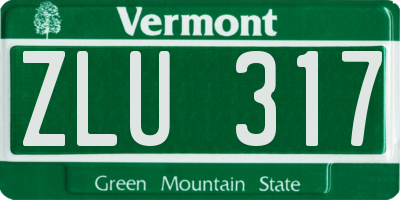VT license plate ZLU317