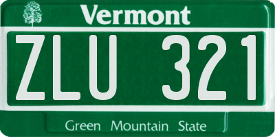 VT license plate ZLU321