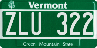 VT license plate ZLU322
