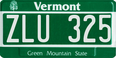 VT license plate ZLU325