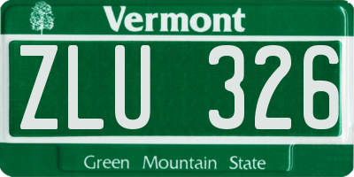 VT license plate ZLU326