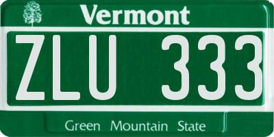 VT license plate ZLU333