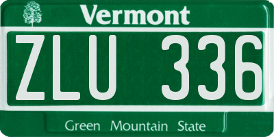 VT license plate ZLU336