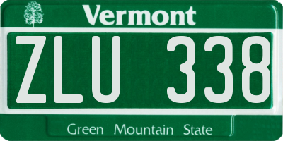 VT license plate ZLU338