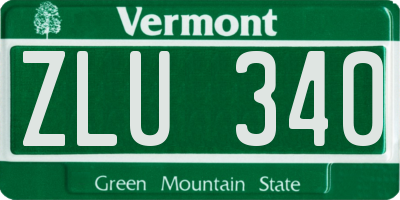 VT license plate ZLU340