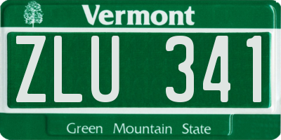 VT license plate ZLU341